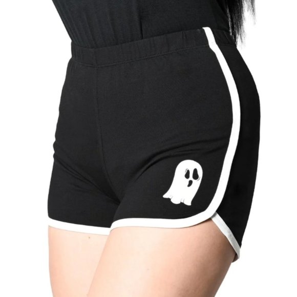 Spooky Glow in the Dark Black Womans Running Shorts S-M-L-XL-2XL-3XL NWT - Picture 4 of 5